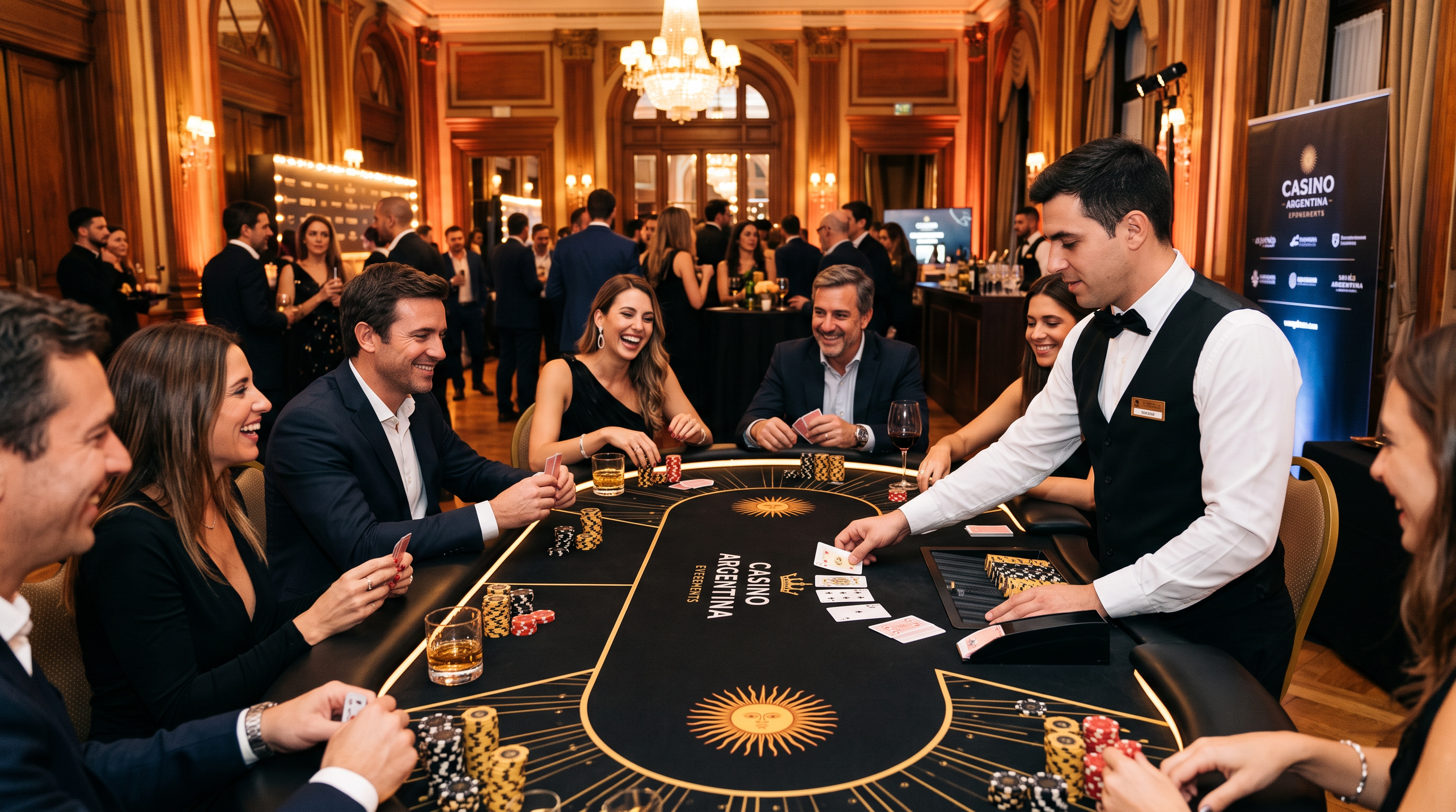 Mesa de póker profesional para entretenimiento en eventos Argentina